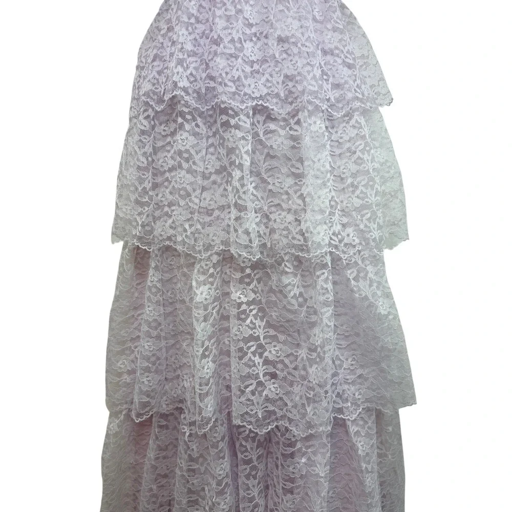 Vintage ILGWU Pink Lace Prairie Dress Made USA Coquette Fairycore Cottage 5 - Picture 5 of 16